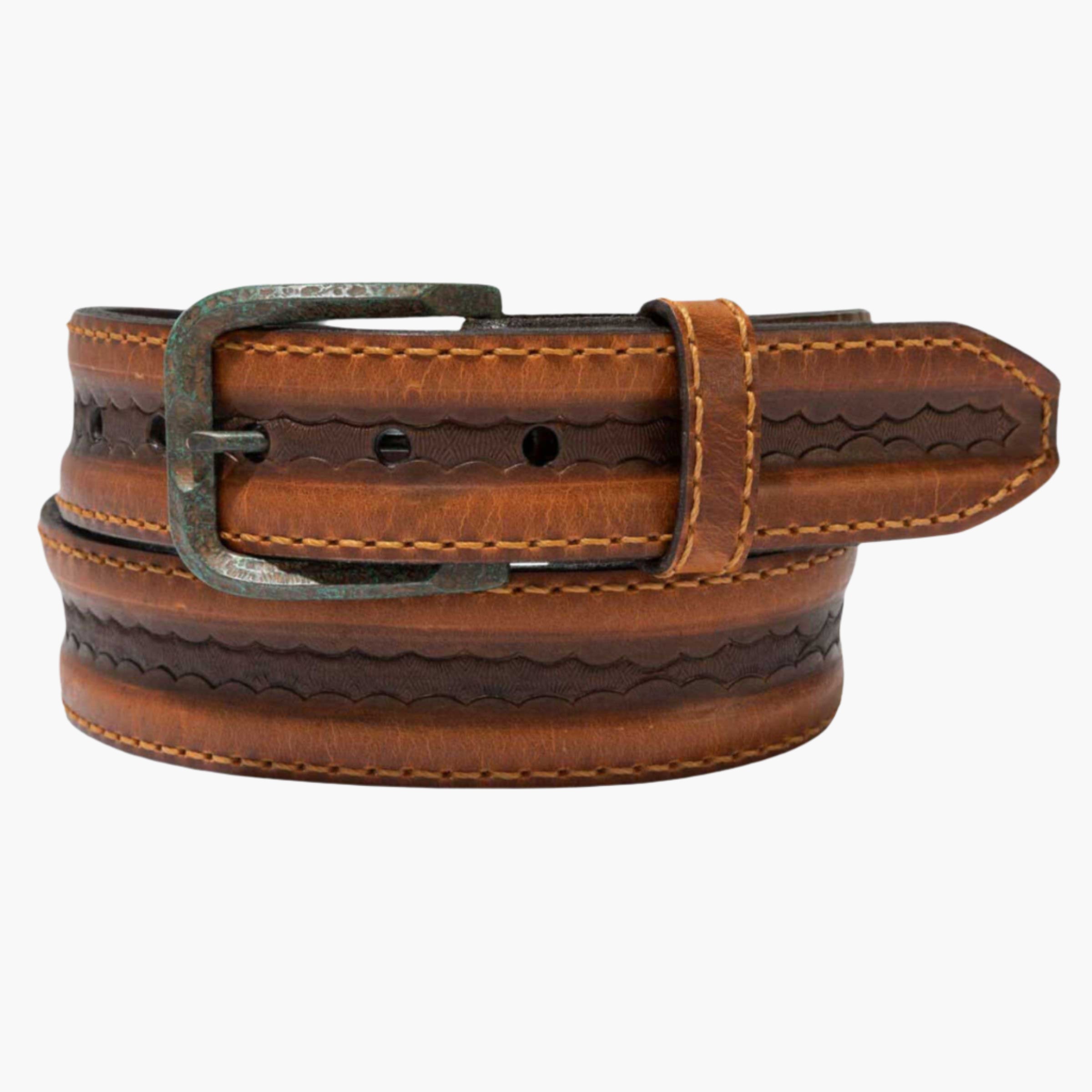Men's honey colored leather belt