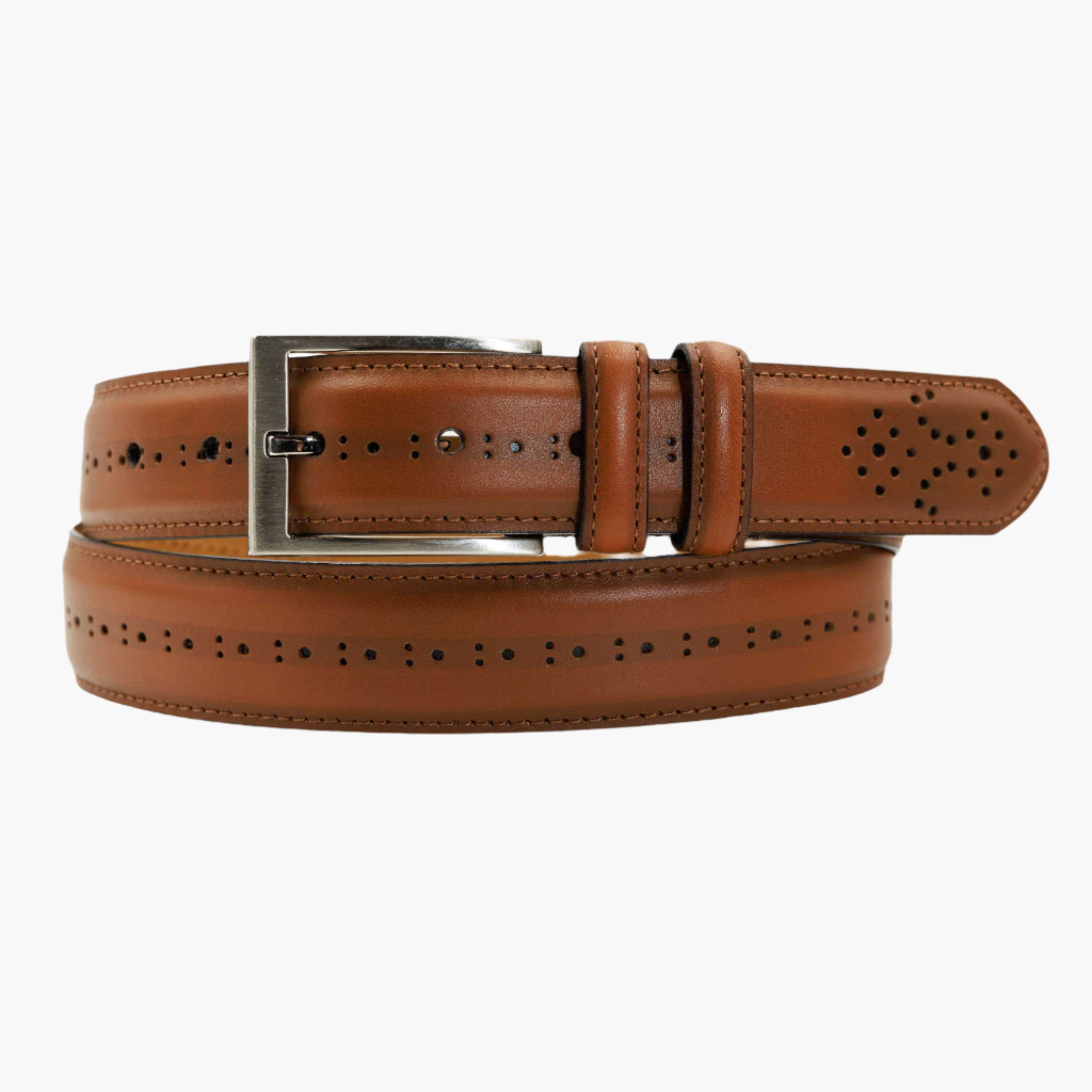 Lejon Belts men's Chancellor leather belt, 1.3-inch wide, showcasing black textured leather and sleek metal buckle.