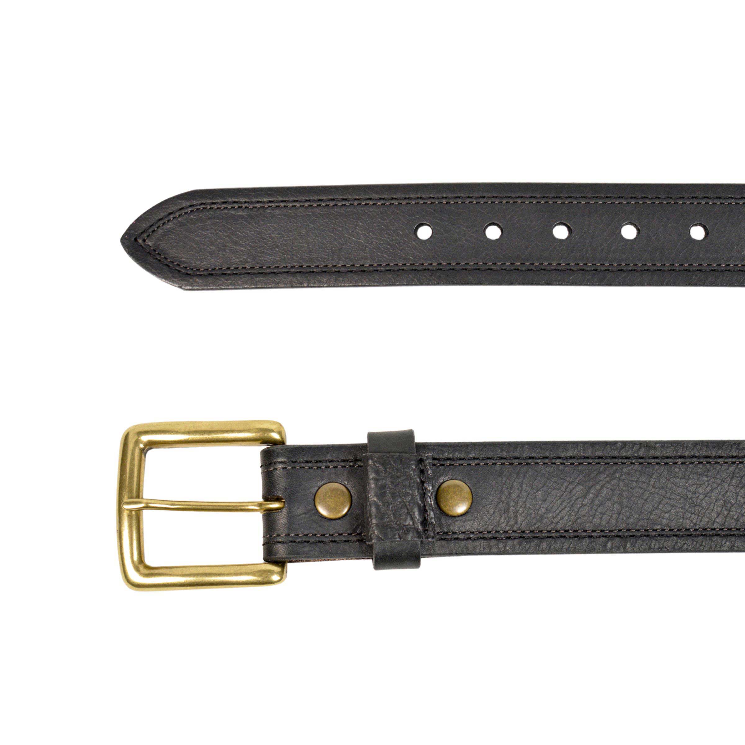 Lejon Belts Campo men's belt, 1.5-inch width, featuring black leather with subtle stitching detail.