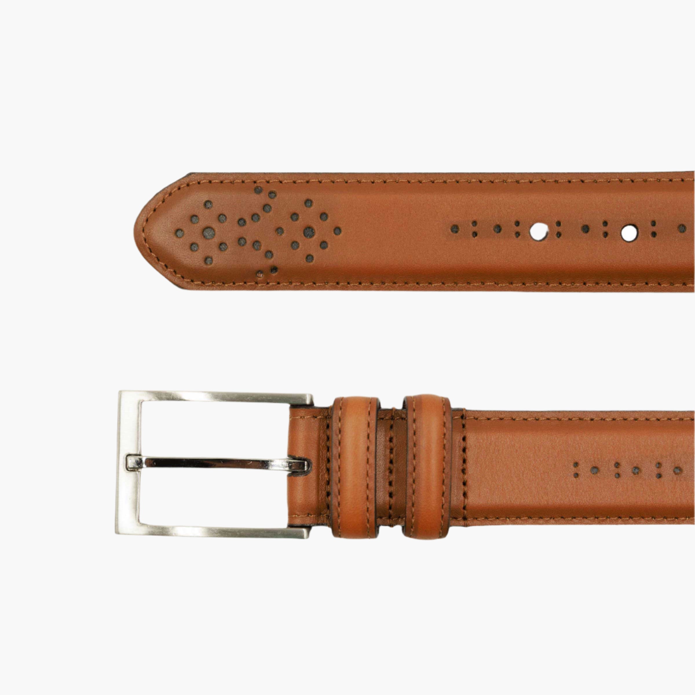 Lejon Belts Chancellor men's leather belt with 1.3-inch width, featuring a sleek dark brown strap and silver buckle.
