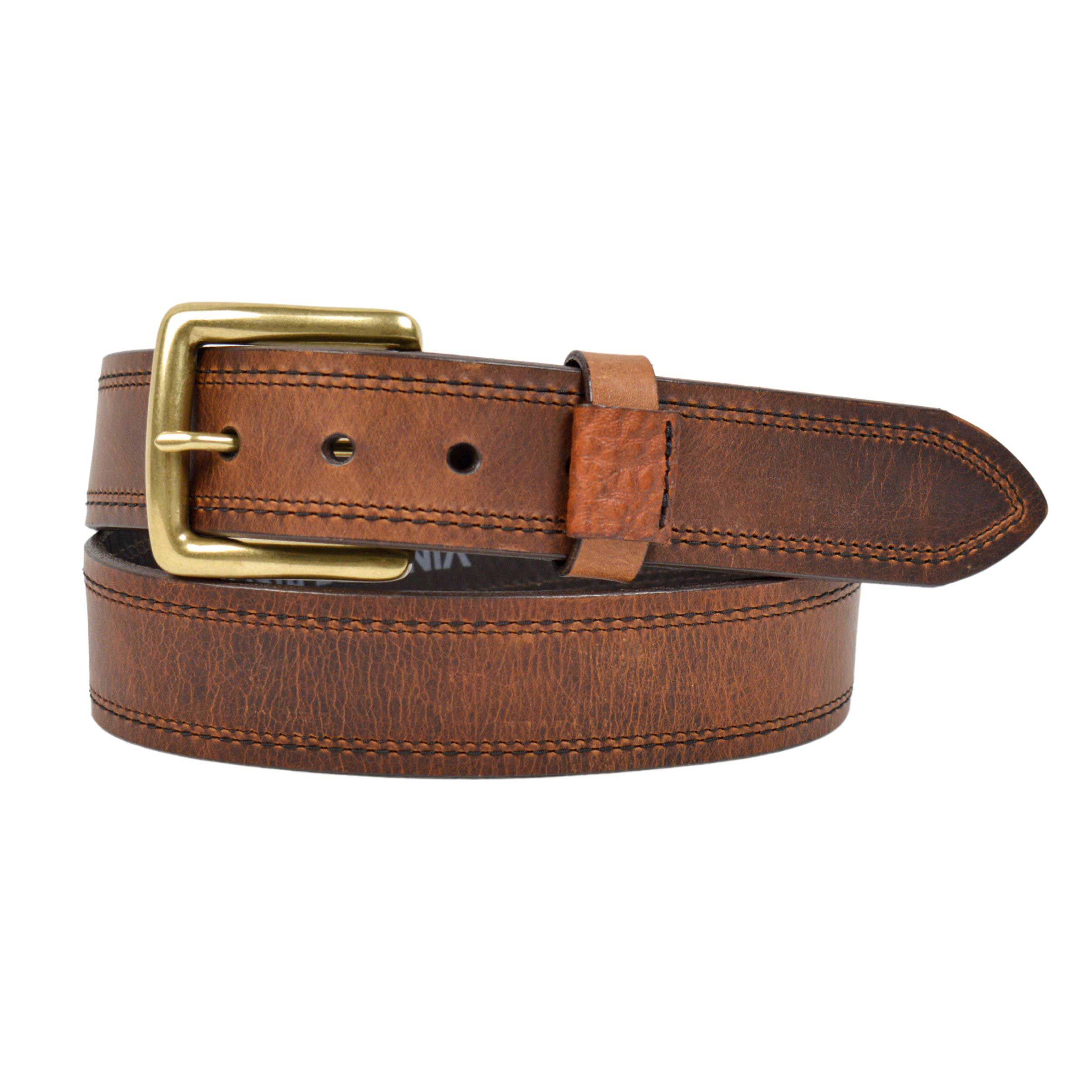 Lejon Belts Campo men's leather belt, 1.5-inch width, with brown strap and metal buckle, stylish and durable accessory.