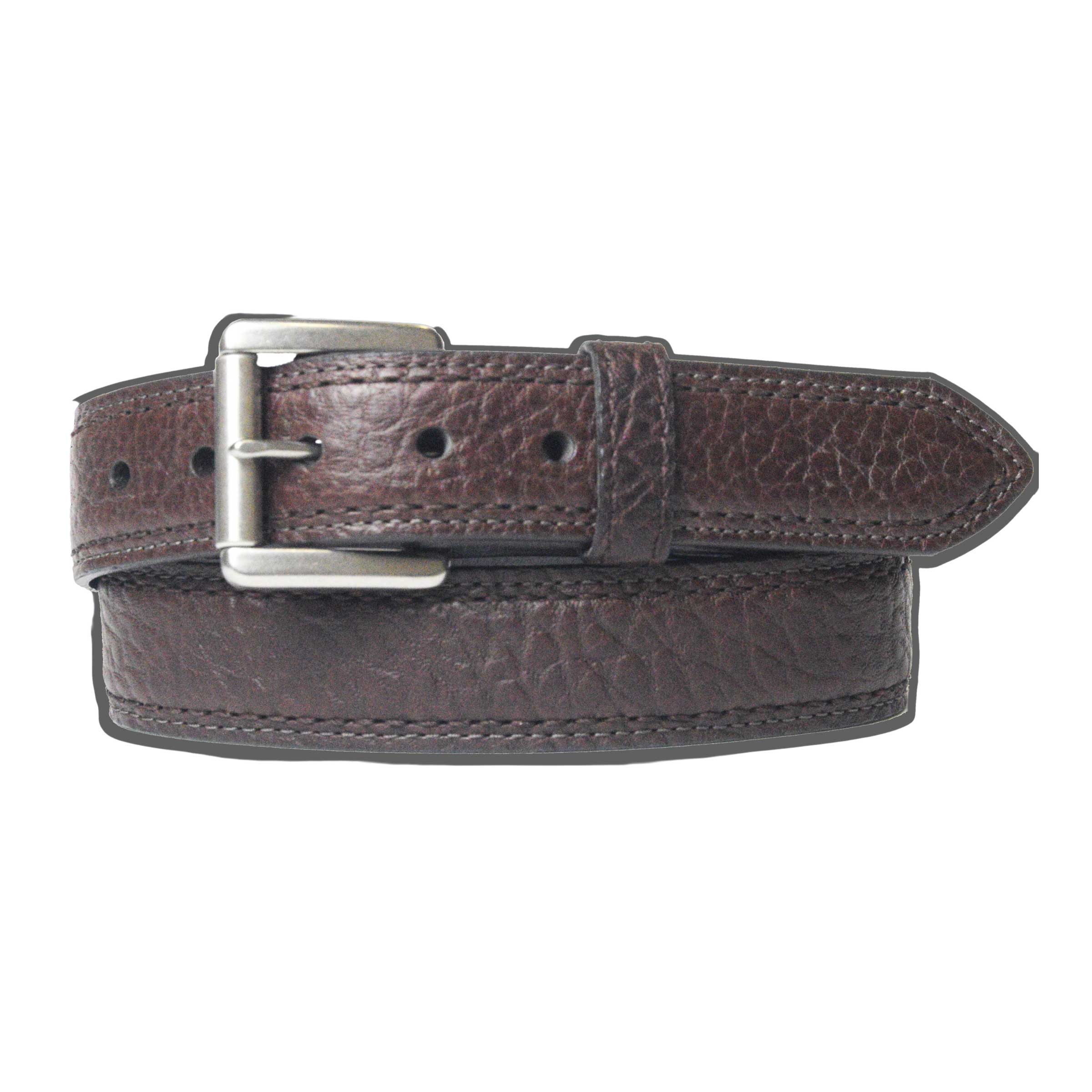 Lejon Belts men's leather belt, 1.5-inch width, with dark brown finish and classic buckle, laid flat on a neutral background.