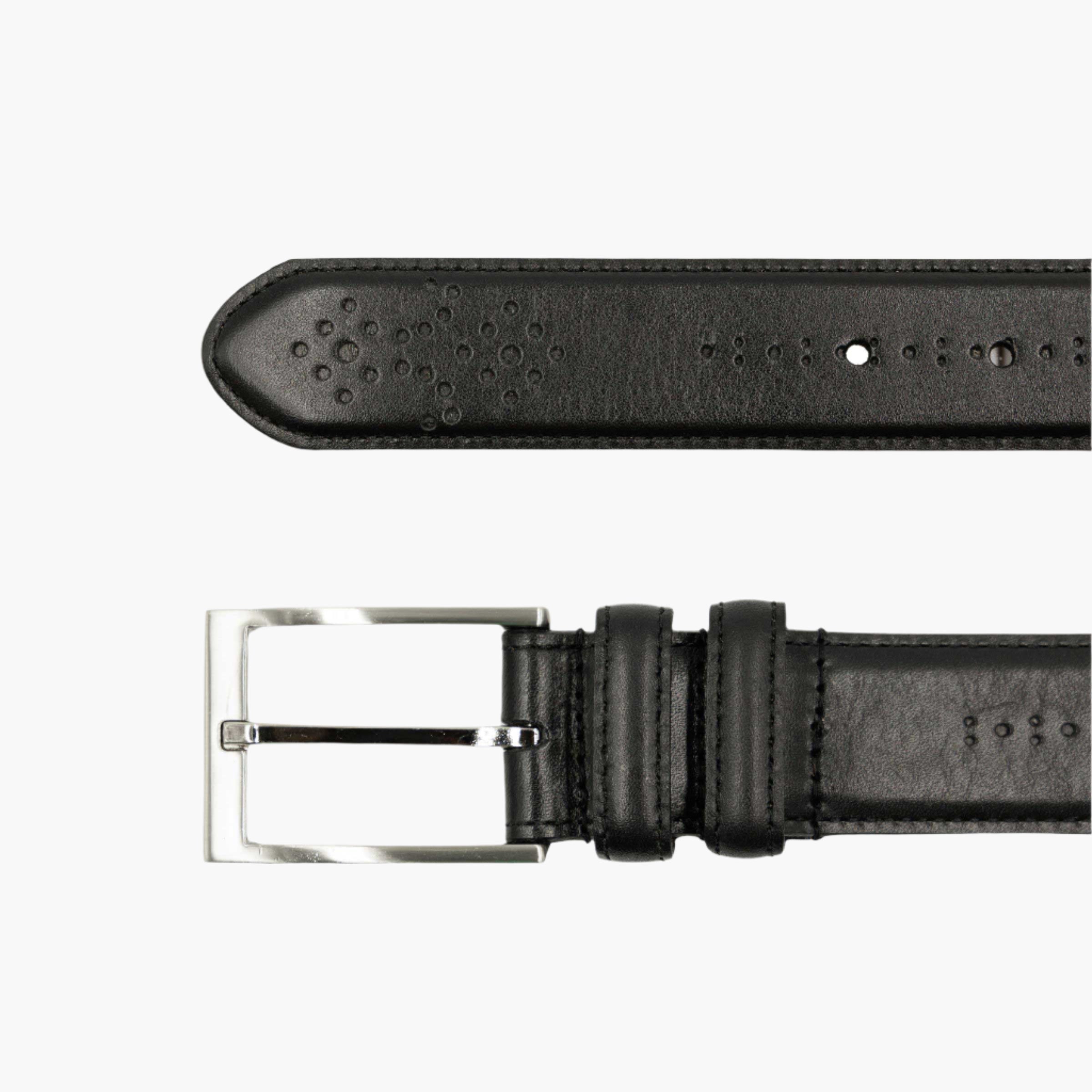 Men's Lejon Belts Chancellor 1.3-inch wide leather belt with sleek design and sturdy buckle, shown in a close-up view.