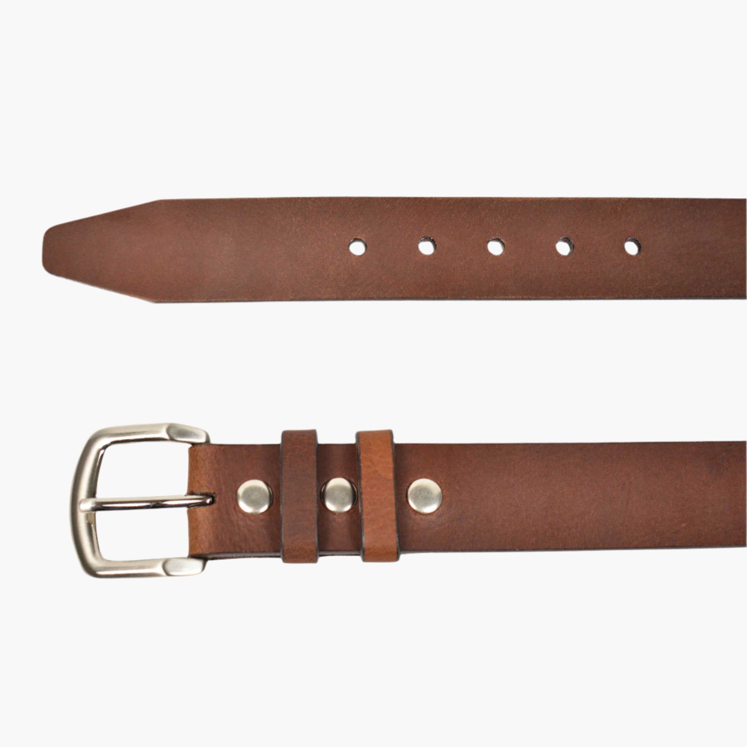 Brown oil tanned harness leather, flat hand painted black edge