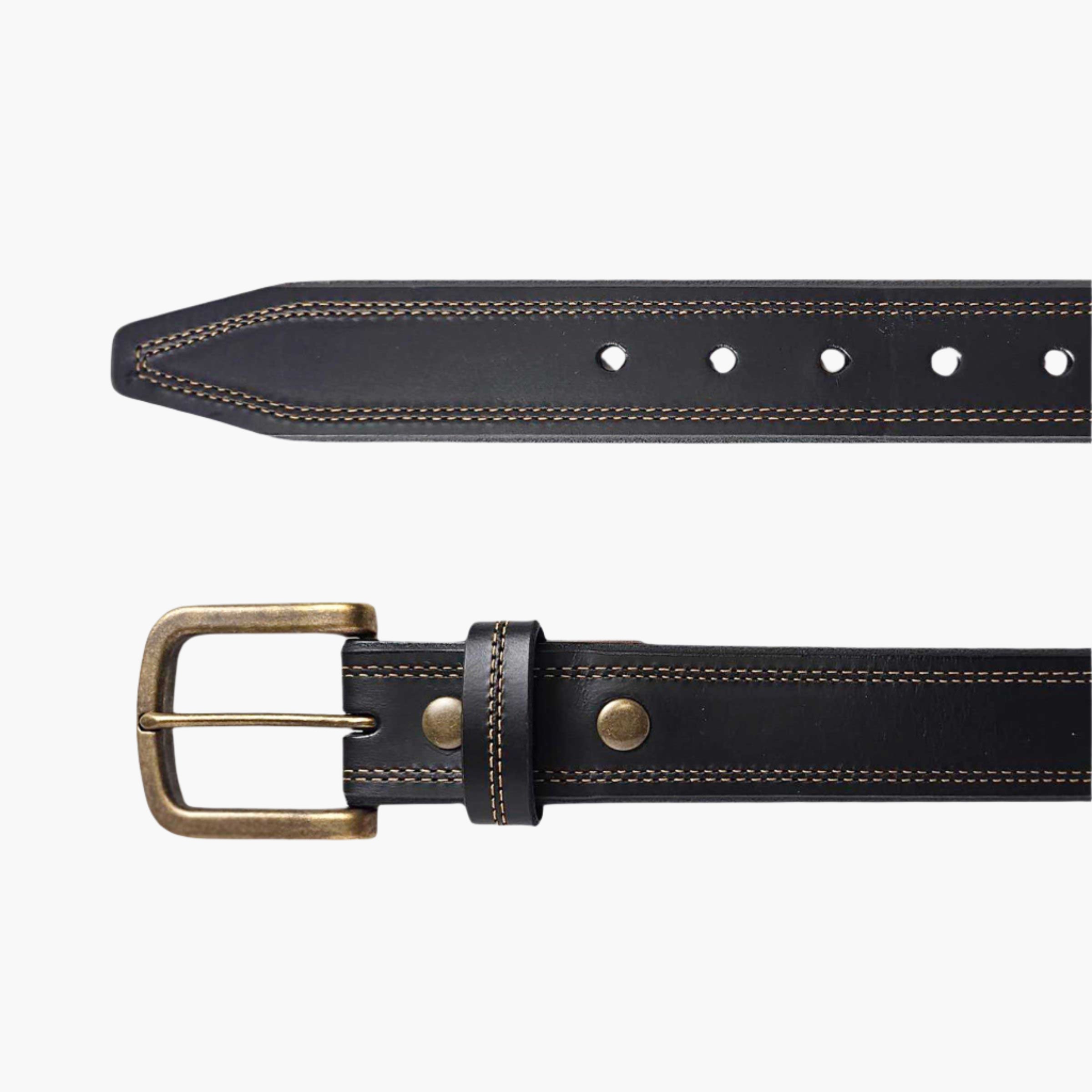 Lejon Belts Crusader men's belt, 1.5-inch wide, featuring a sleek leather design with a metal buckle for casual or formal wear.