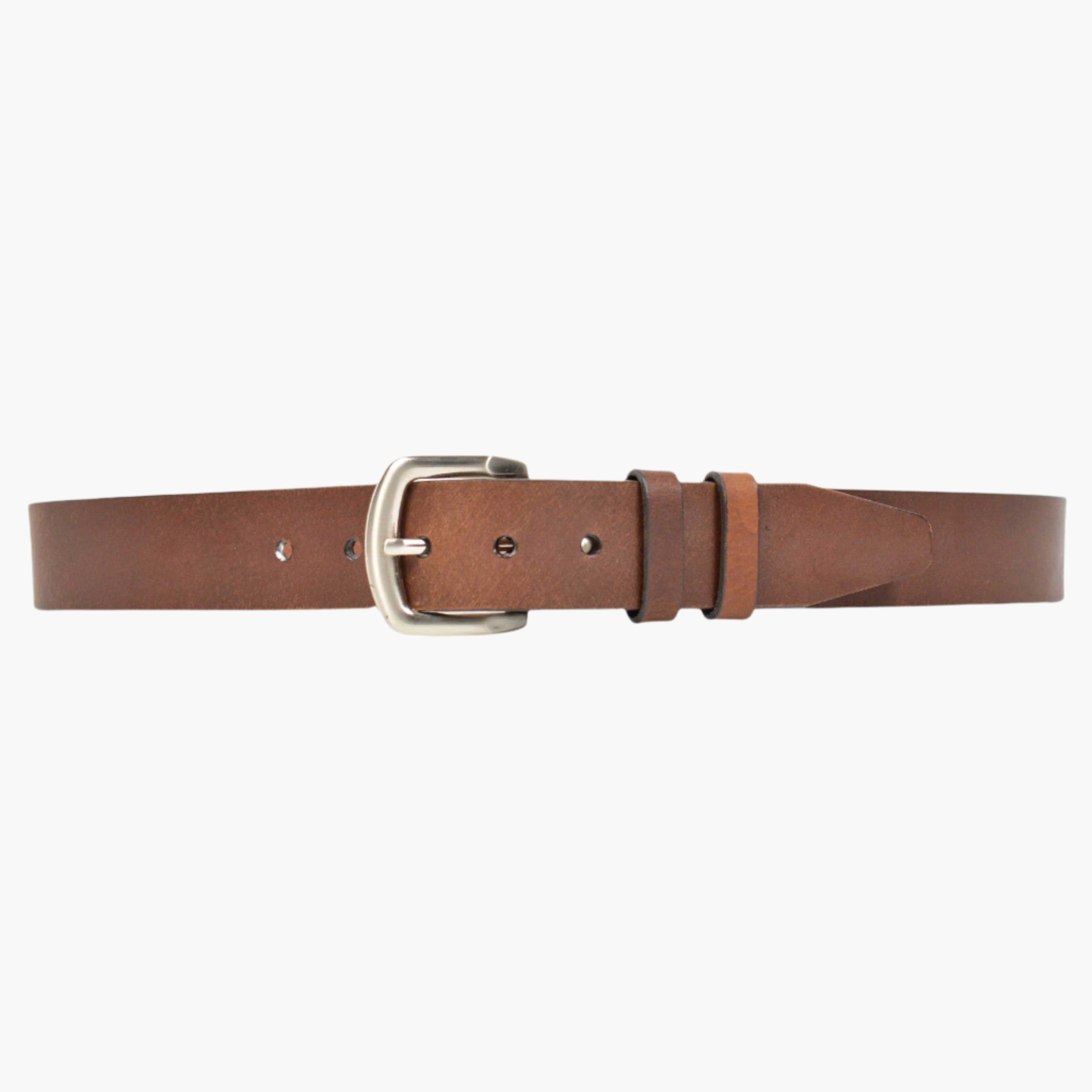 Brown oil tanned harness leather, flat hand painted black edge