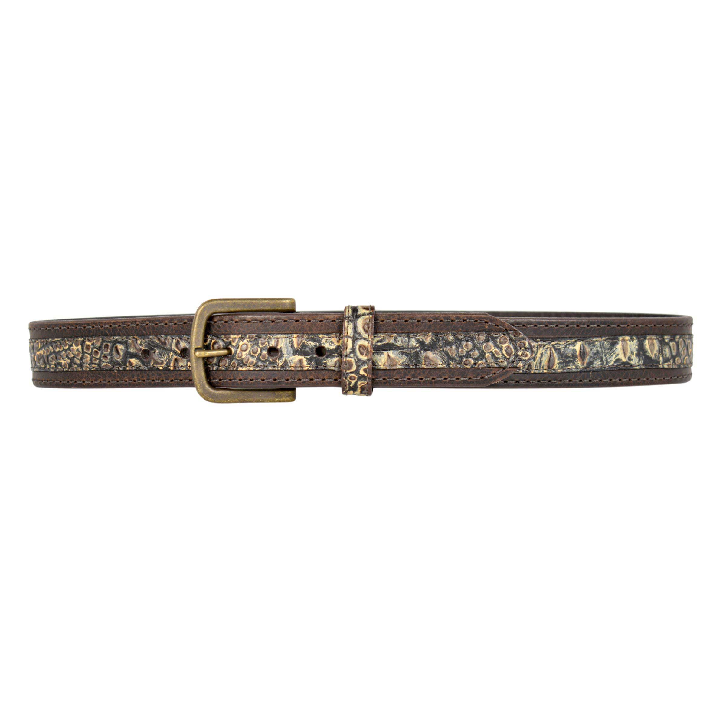 Men's Backwoods leather belt by Lejon Leather Goods, 1.5-inch width, featuring rugged brown leather with detailed stitching.