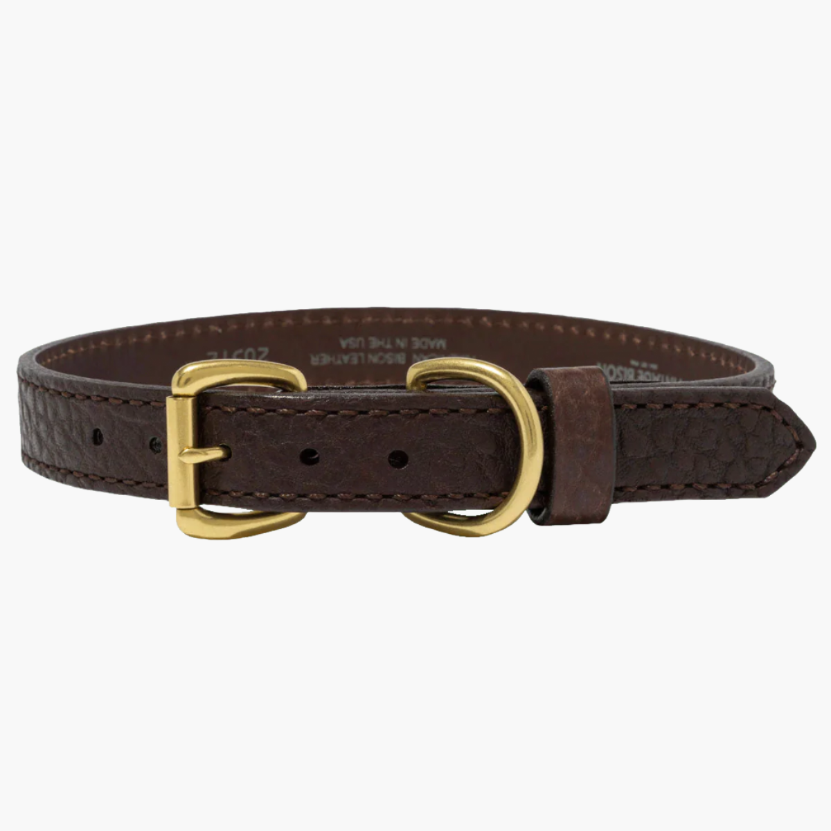 Brown bison leather dog collar
