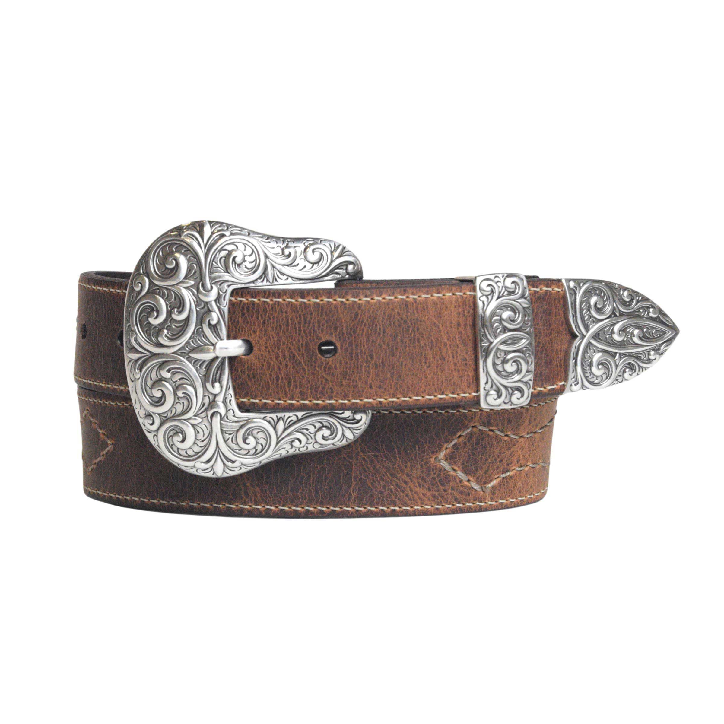 Lejon Belts Dolores women's belt in cognac leather, 1.57-inch width, with a stylish buckle and smooth finish.