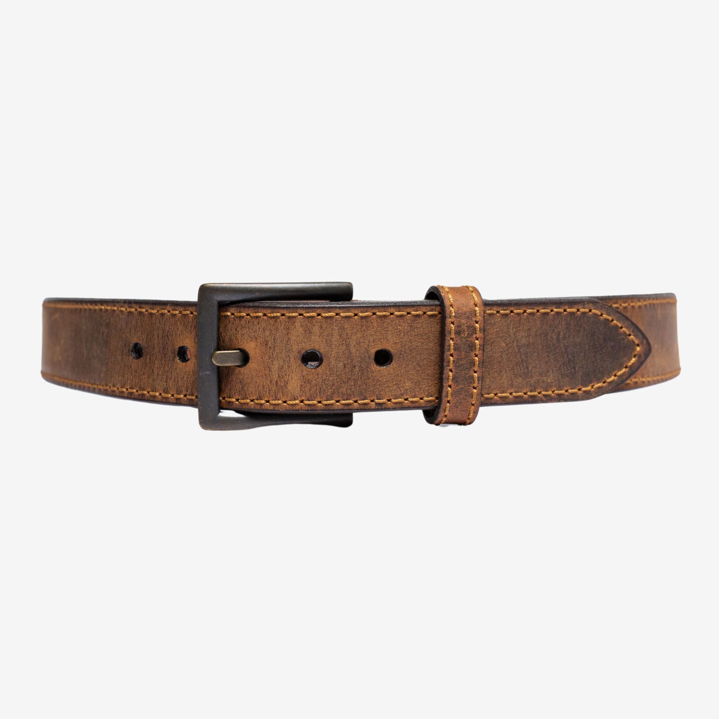 Men's crazy horse leather everyday carry belt