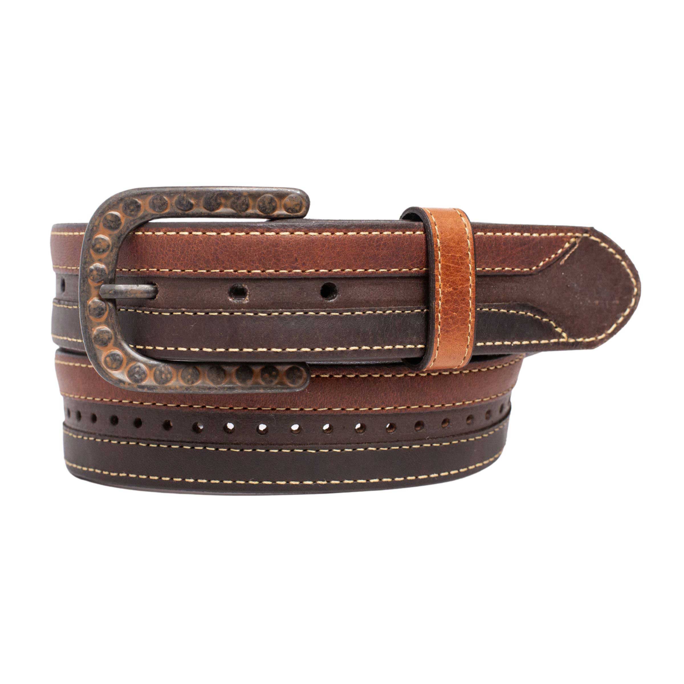 Vintage Bison USA Rowan American Bison leather men's belt, 1.57-inch wide, showcasing high-quality craftsmanship and natural leather texture.