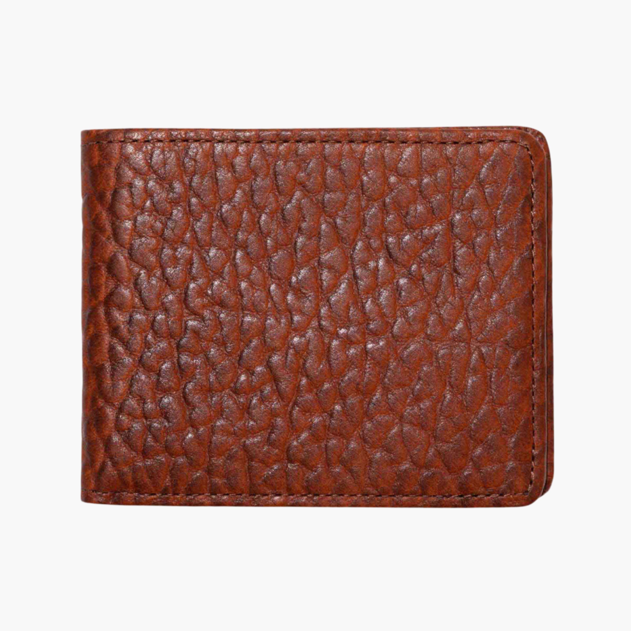 peanut colored leather bifold wallet