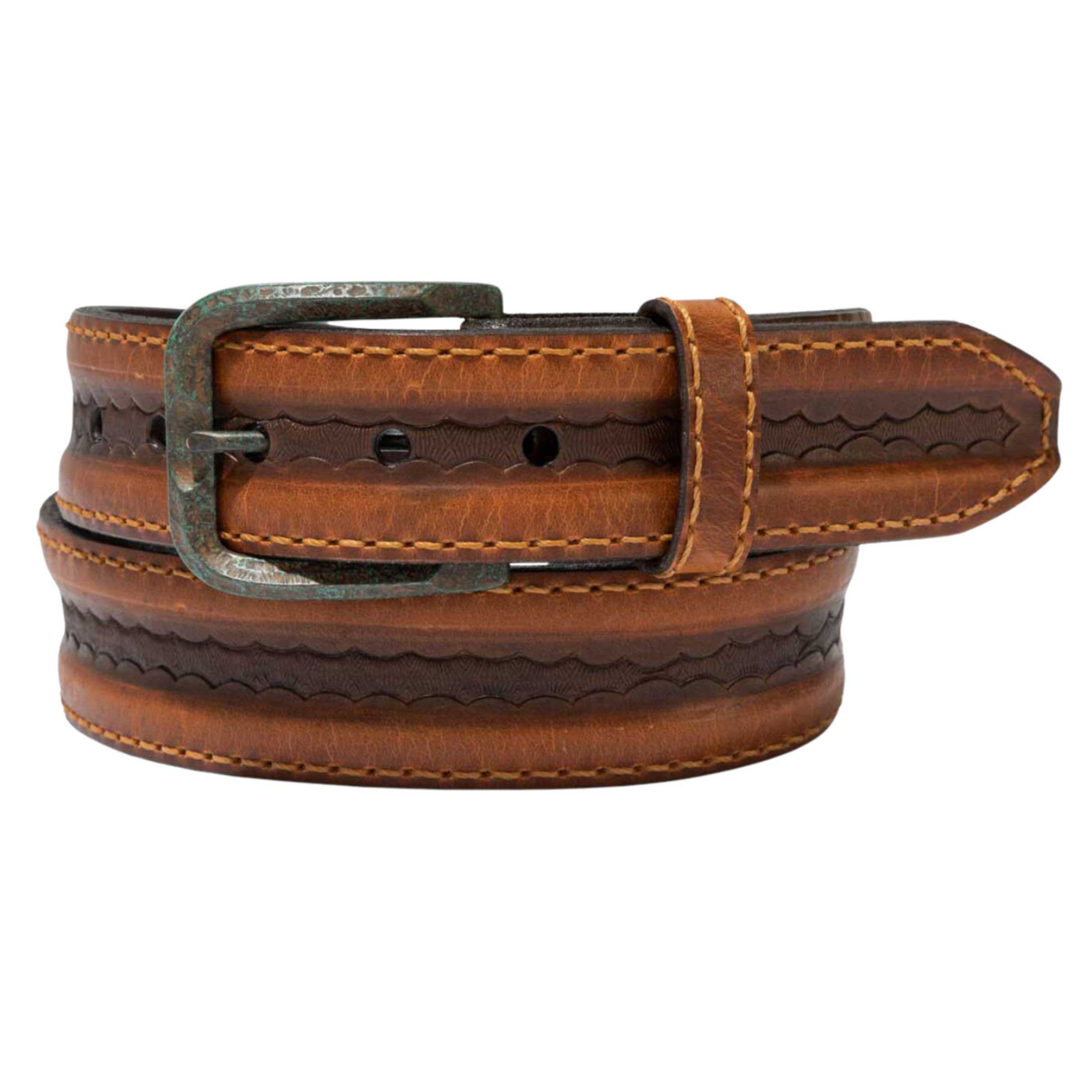 Men's honey colored leather belt