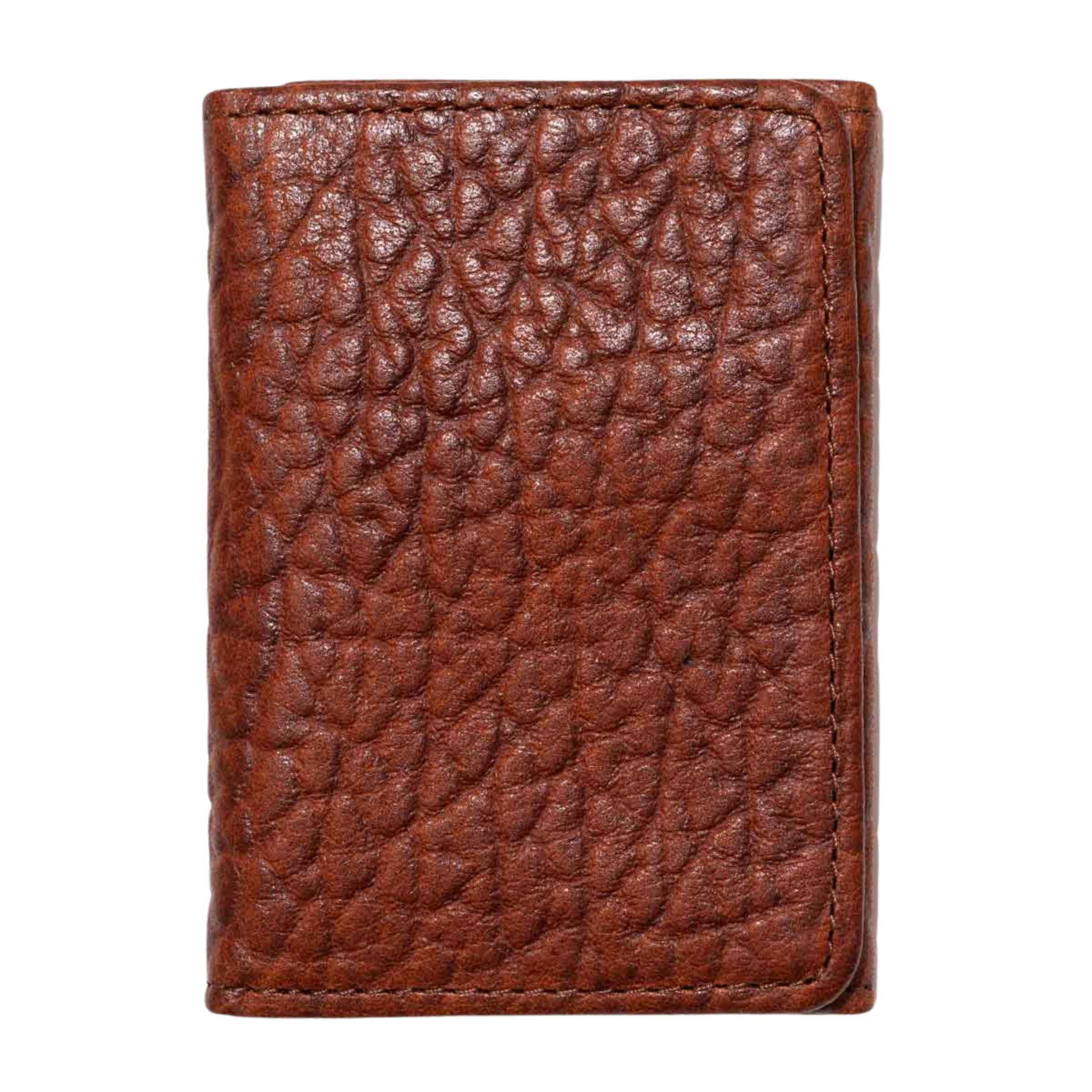 Bison leather trifold wallet peanut color