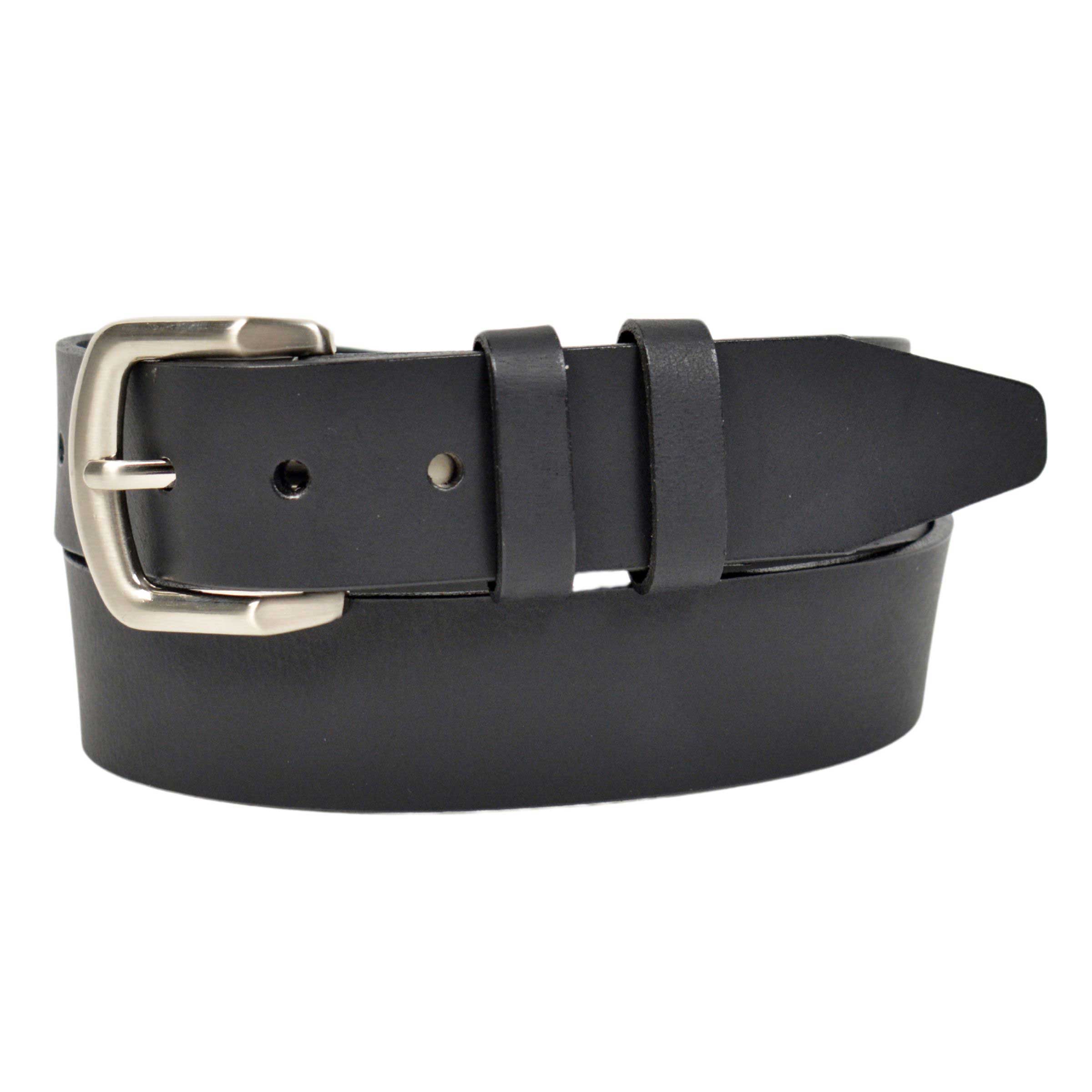 oil tanned harness leather, flat hand painted black edge belt