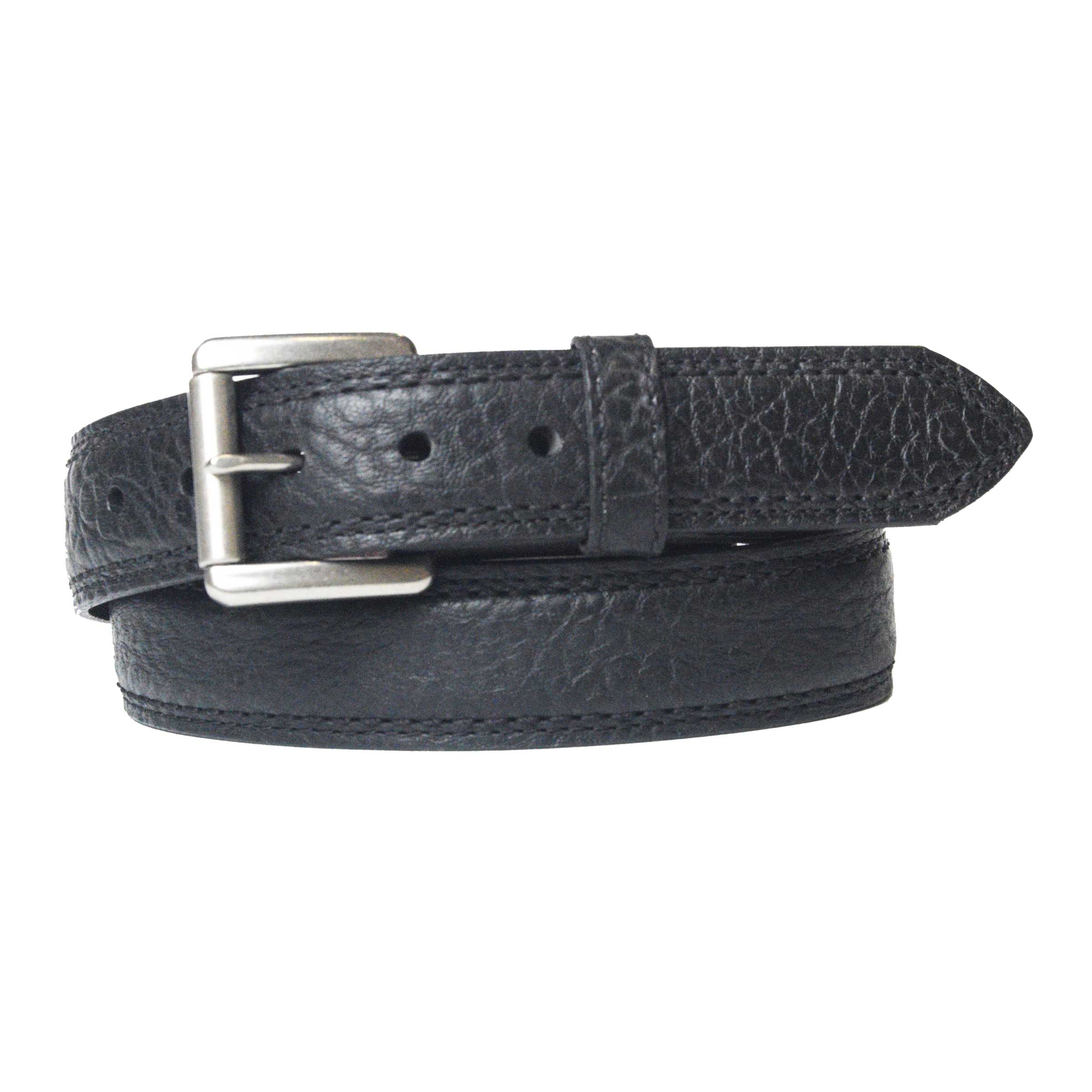 Black bison leather men's belt