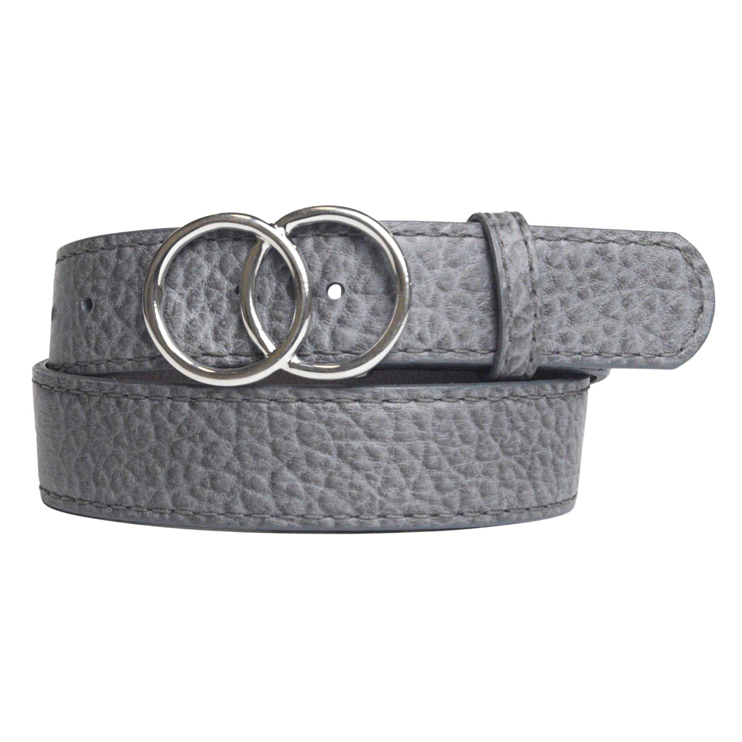 Women's grey leather belt