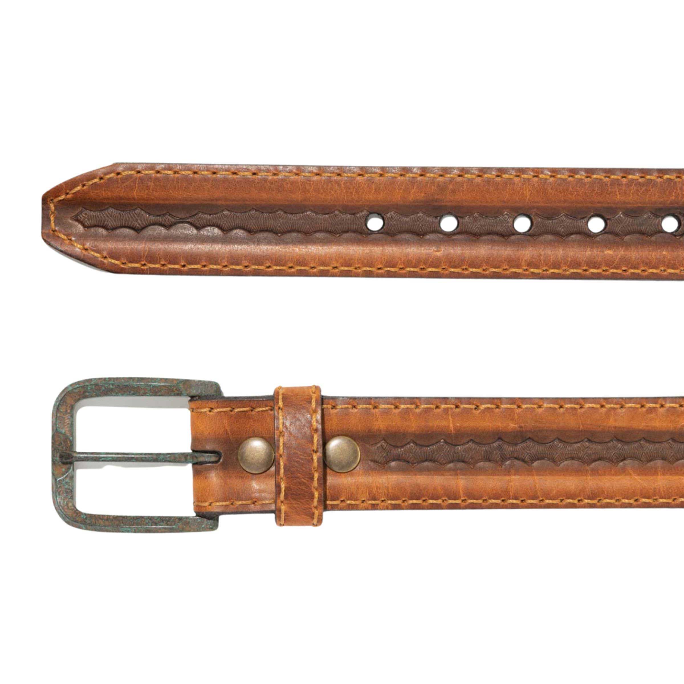 Men's honey colored leather belt