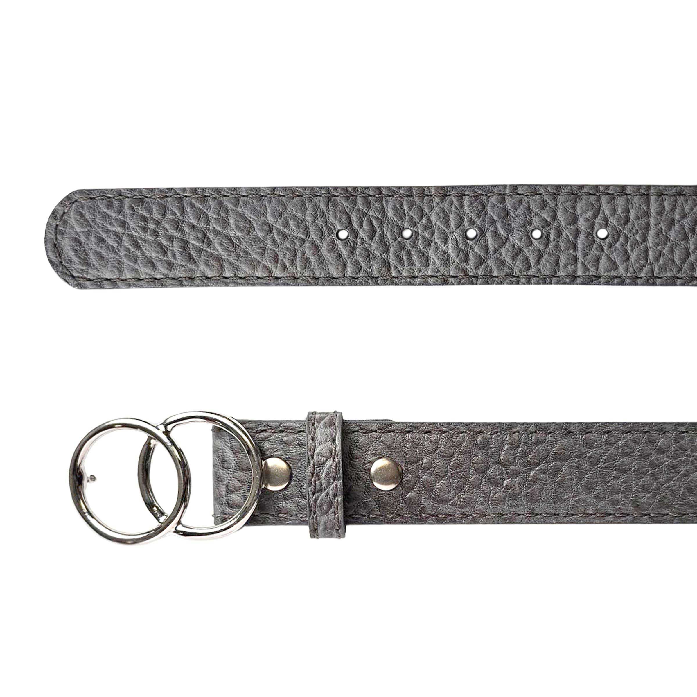 Women's grey leather belt