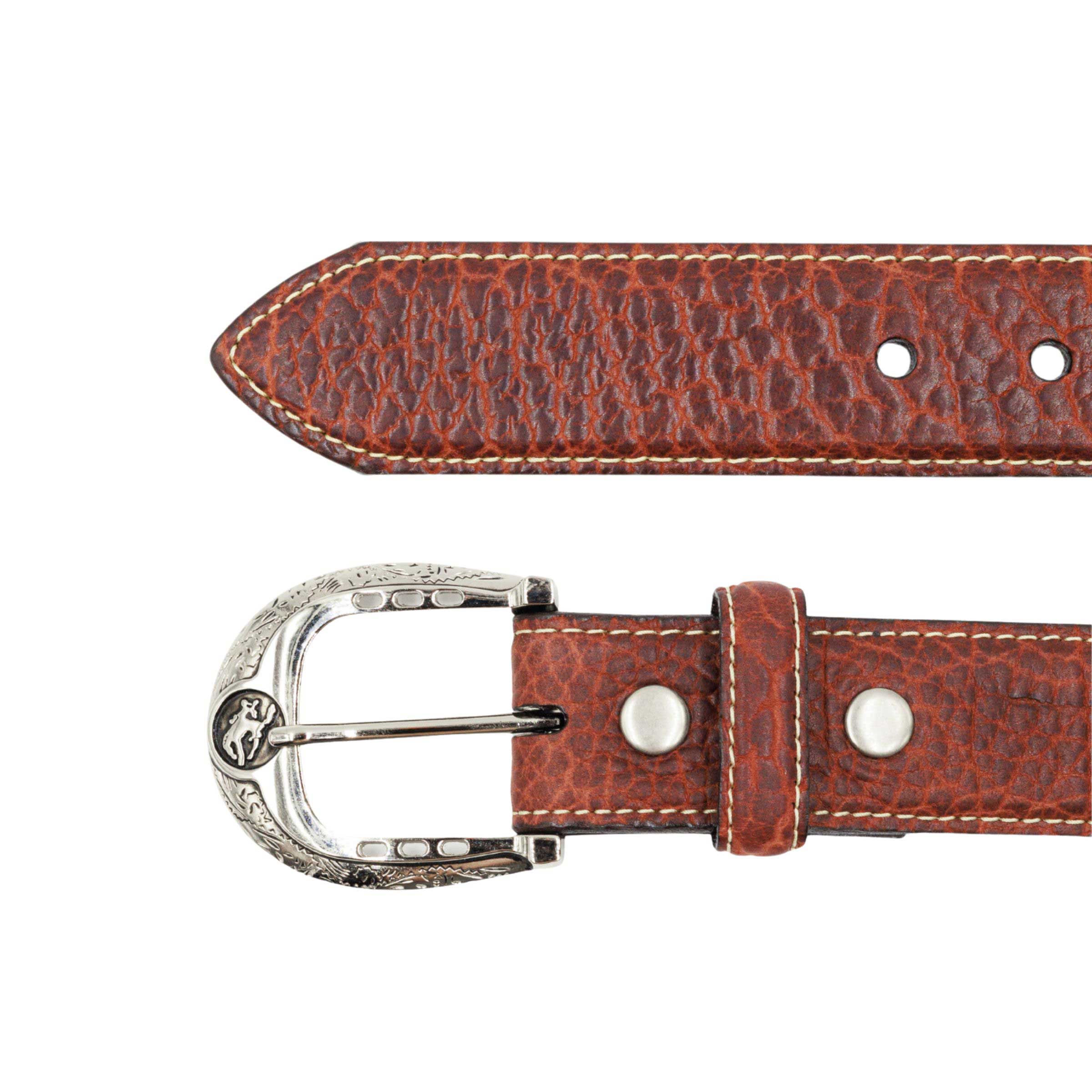 Glazed bison leather men's belt