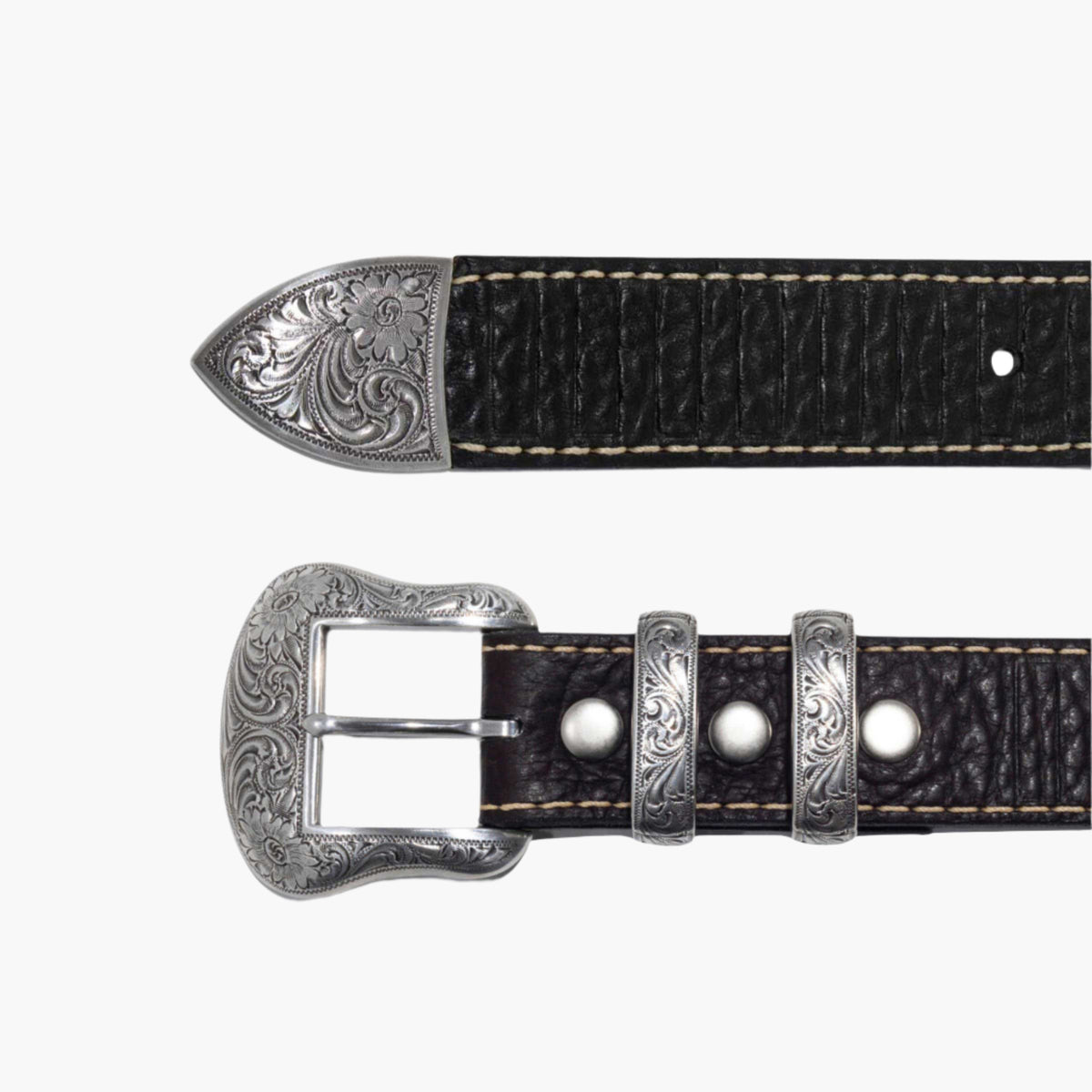 BS Vintage western-style leather belt Silver hardware XL SUOSDEY Western Belts for Women Black Fashion Skinny Leather  main image 4