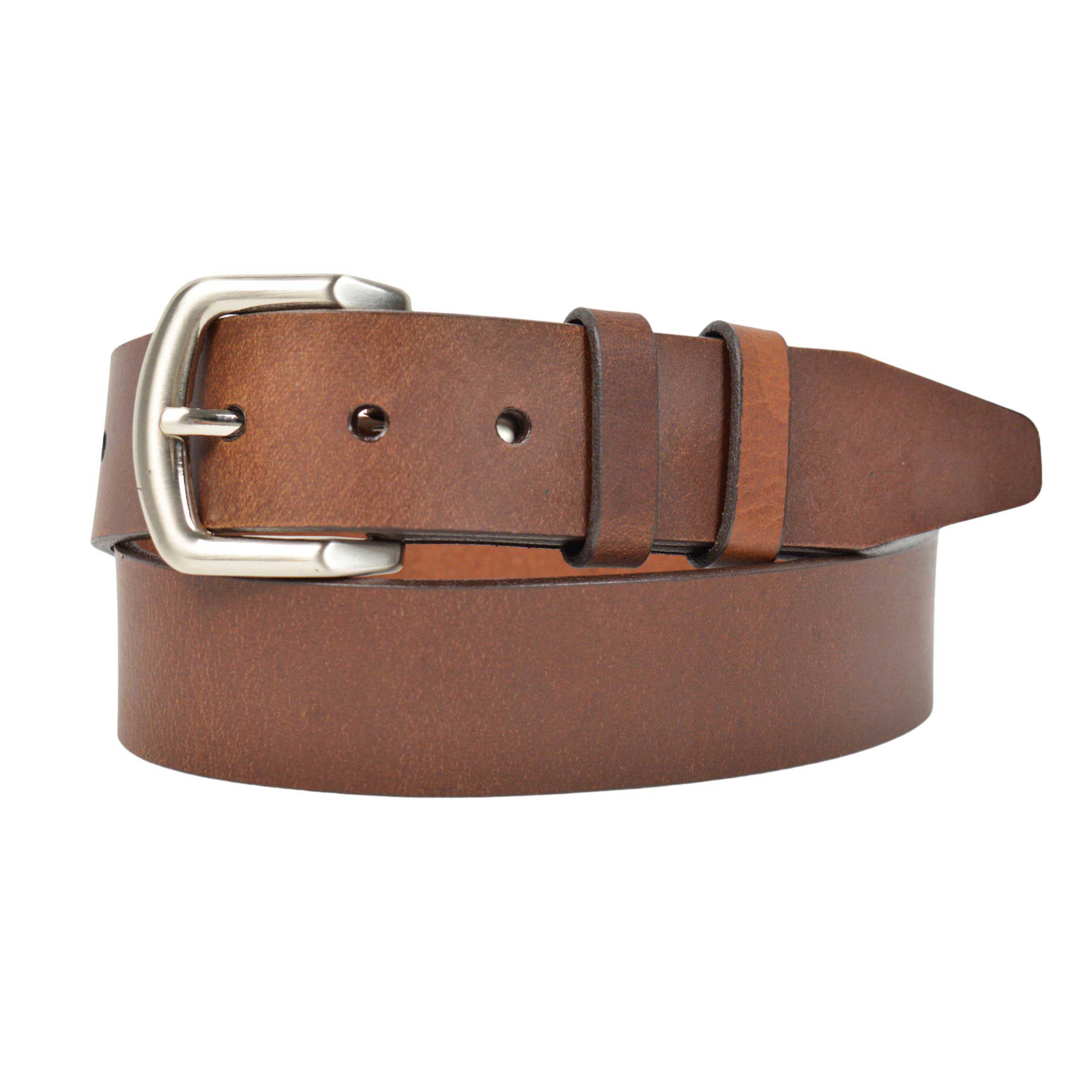 Brown oil tanned harness leather, flat hand painted black edge