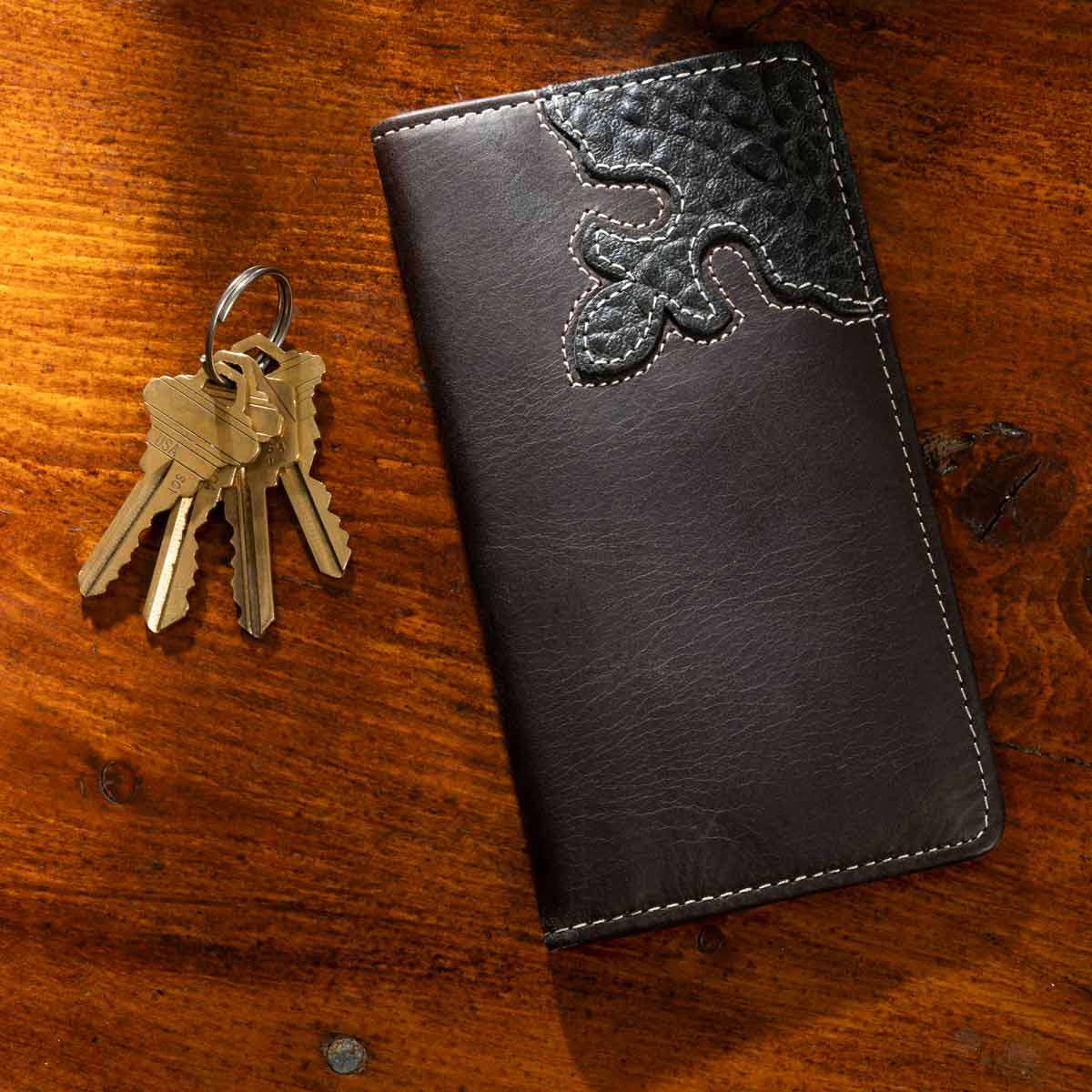 BrownLeather checkbook wallet