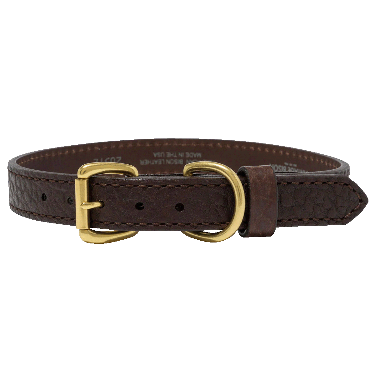 Brown bison leather dog collar