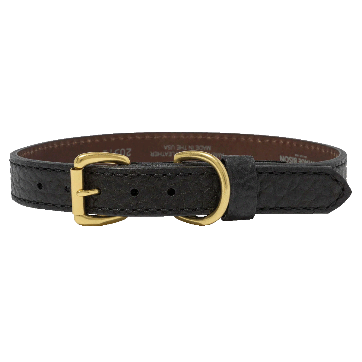 Black bison leather dog collar